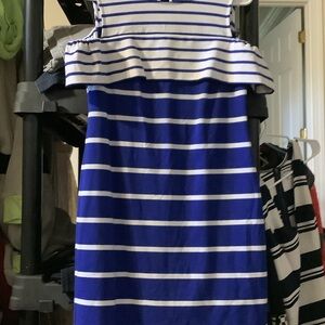 Vince‎ Camuto Navy and White Striped Top